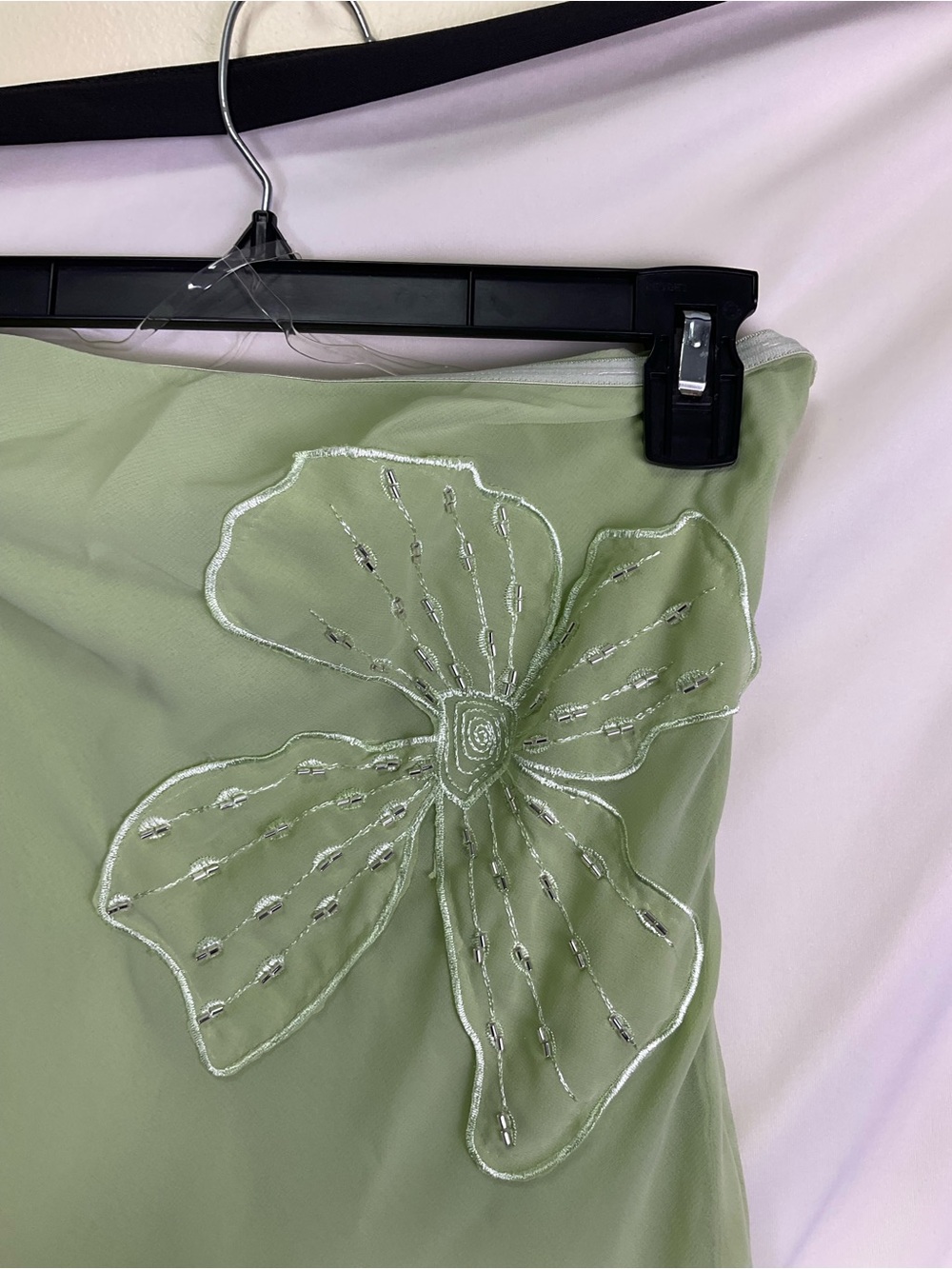 Sassafras Beaded Flower Strapless Maxi Dress - Lime - Picture 3 of 12